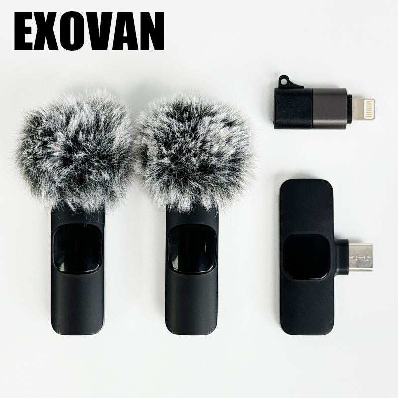 Wireless Mini Microphone Set for iPhone/Smartphone - 2 Lapel Mics with Clear Audio, Noise Reduction, Perfect for Video Recording, Interviews, and Vlogs