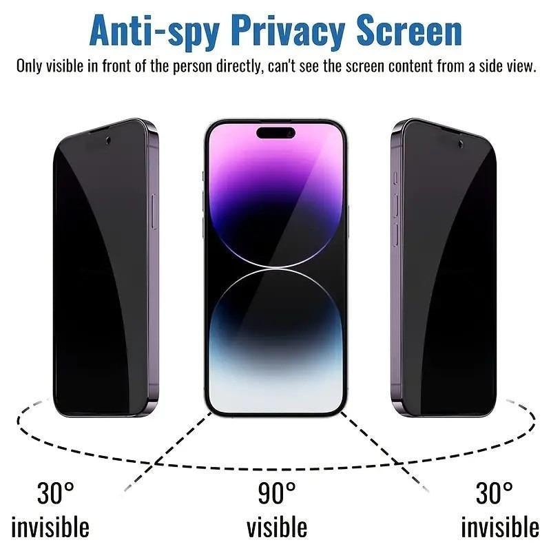 Premium Anti-Spy Tempered Glass Screen Protector for iPhone 11 to 17 Pro/Pro Max/Plus