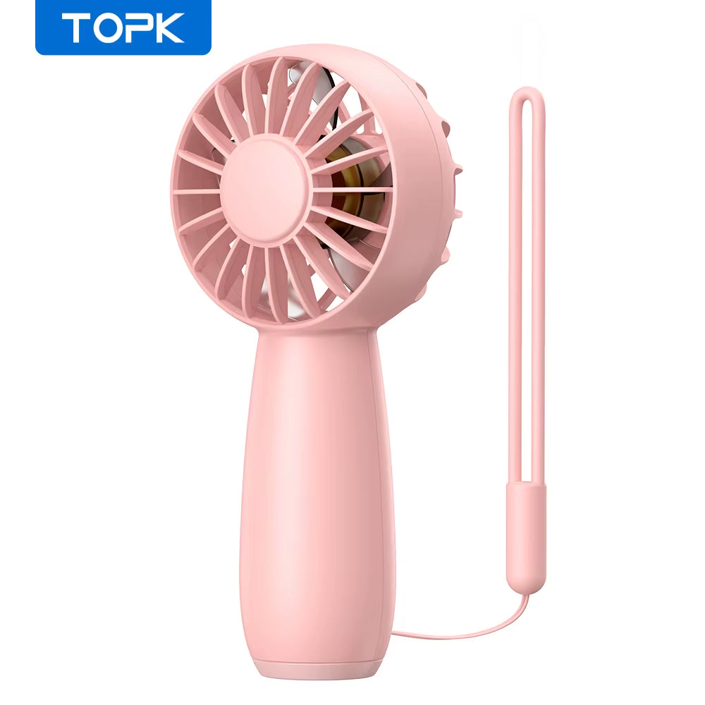 Rechargeable Mini USB Electric Fan - 1800mAh Portable Outdoor Fan with 3 Speeds for Camping and Travel