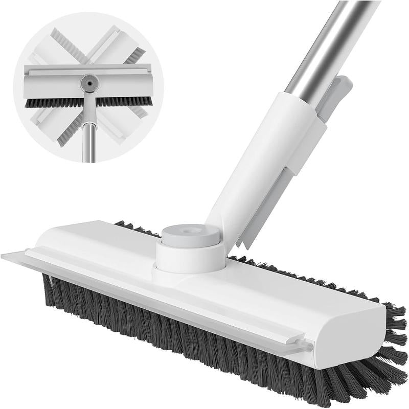 Floor Scrub Brush with Long Handle, Cleaning Brush,3 in 1 Scrape and Heavy-Duty Stiff Bristle Scrubber Brush for Cleaning Shower Bathroom, Patio, Garage, Kitchen, Wall and Deck,Christmas Gifts