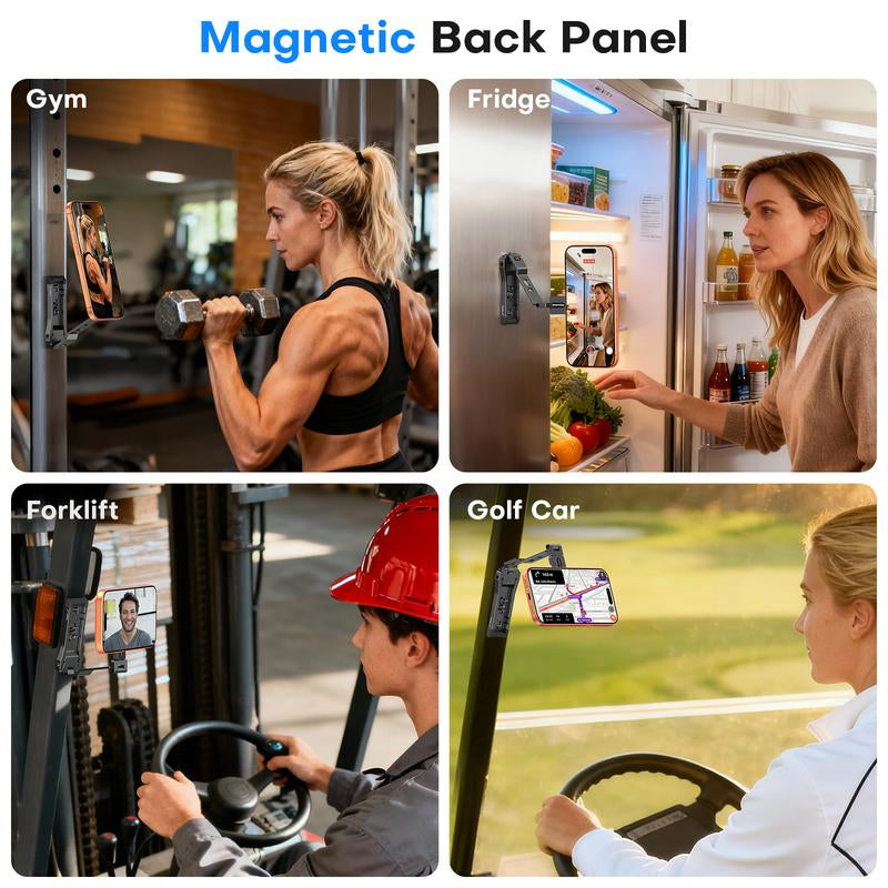 OMOTON TP03 Mini Tripod: Magnetic Phone Stand with 1/4" Screw Hole & Hanging Hook – Portable Mount for Smartphone Camera Accessories in Sleek Black