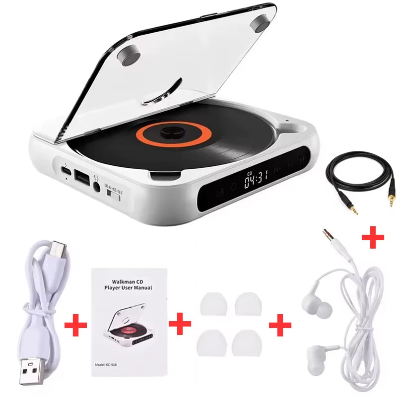 Portable Bluetooth CD Player with LCD Screen - A-B Repeat & 1200mAh Battery - Perfect for Friends, Family, and Students!