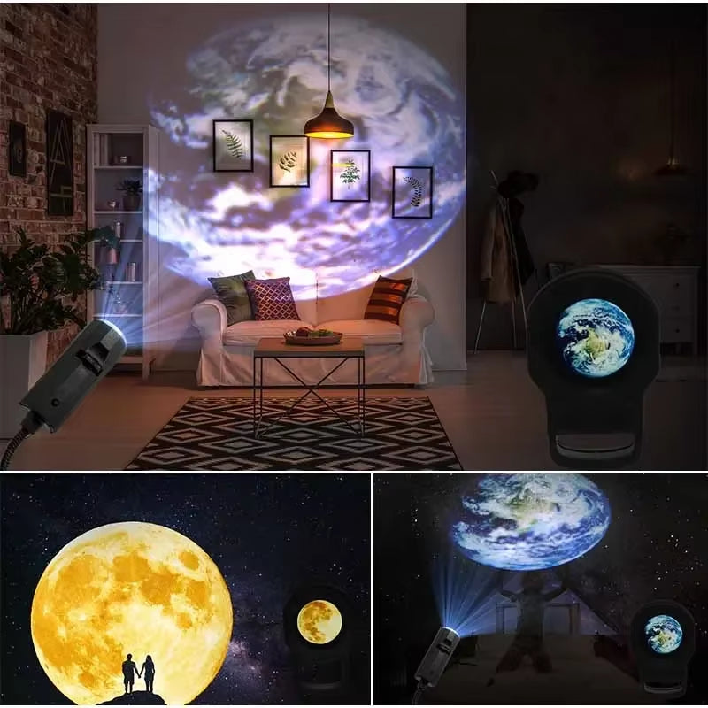 Enchanting Mini Moon Light Projector – 5-Color LED Star Galaxy Night Light for Bedroom Ambiance and Home Decor