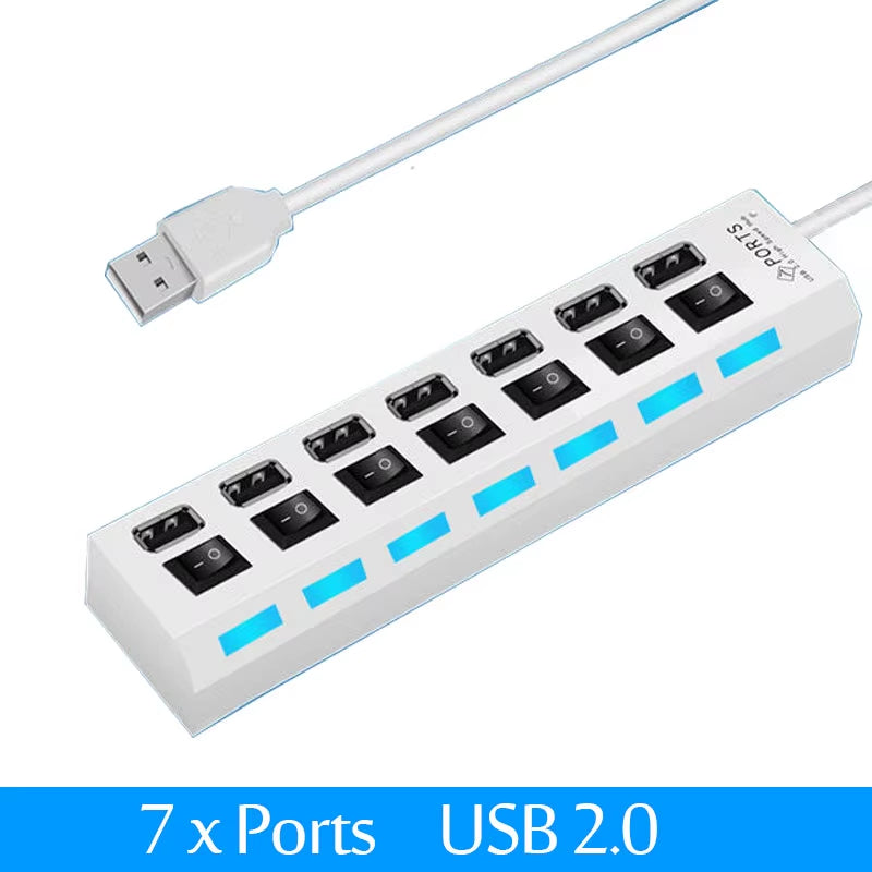 Ultra-Fast USB 3.0 Hub - Compact 4-Port Adapter with Power Supply for Lightning Speed Connectivity