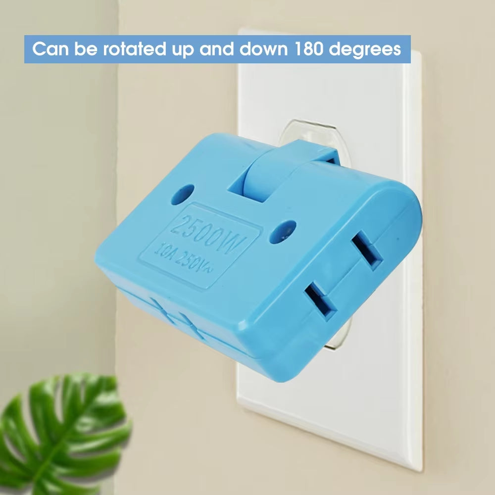 180° Rotatable 3-Port US Plug Socket Converter - Portable Travel Power Adapter