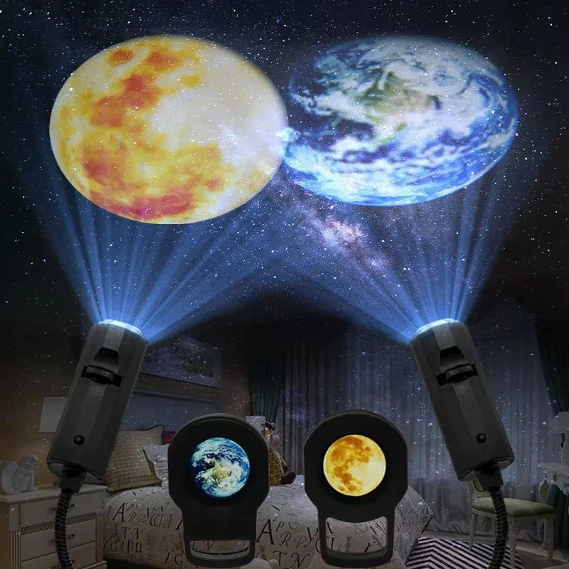 Enchanting Mini Moon Light Projector – 5-Color LED Star Galaxy Night Light for Bedroom Ambiance and Home Decor