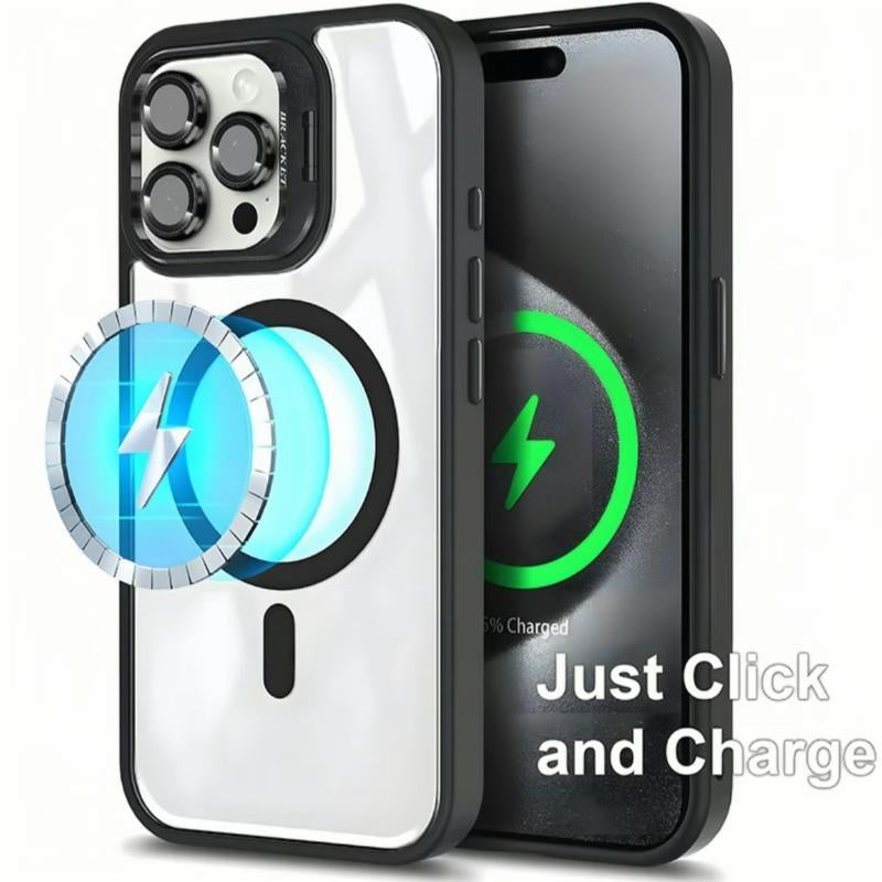 PICRYU Magnetic Mobile Phone Case for Apple iPhone 12-17 Max/Plus/Pro with MagSafe Camera Ring Holder, Military-Grade Protection, Anti-Fall, Non-Yellowing, Wireless Protective Cover