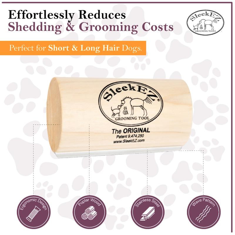 Sleekez Professional Dog Brush - Ultimate Shedding & Grooming Tool for All Coat Types - Lightweight 5" Design