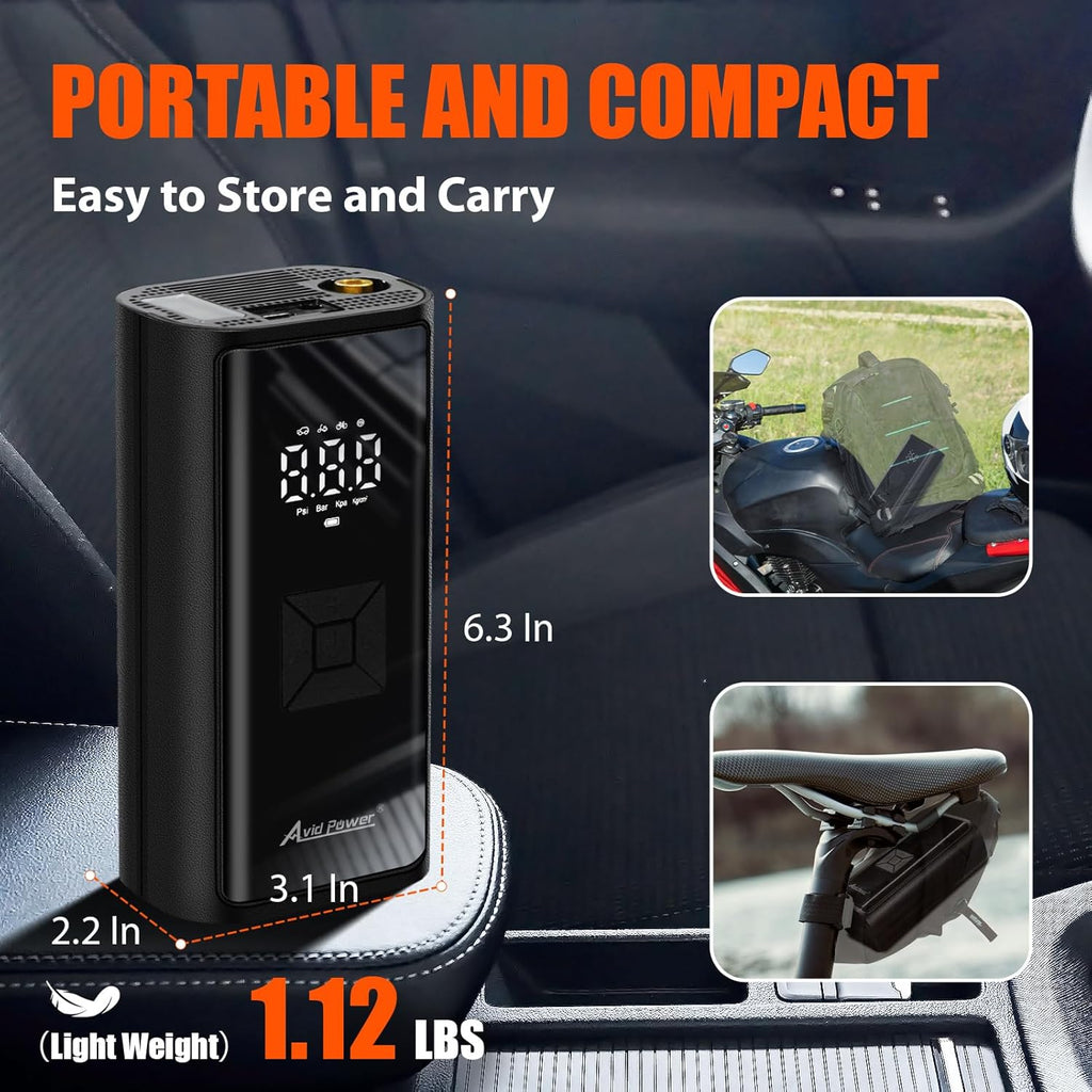 Powerful Cordless Portable Tire Inflator with 4500mAh Battery & Smart Modes for Effortless Inflation