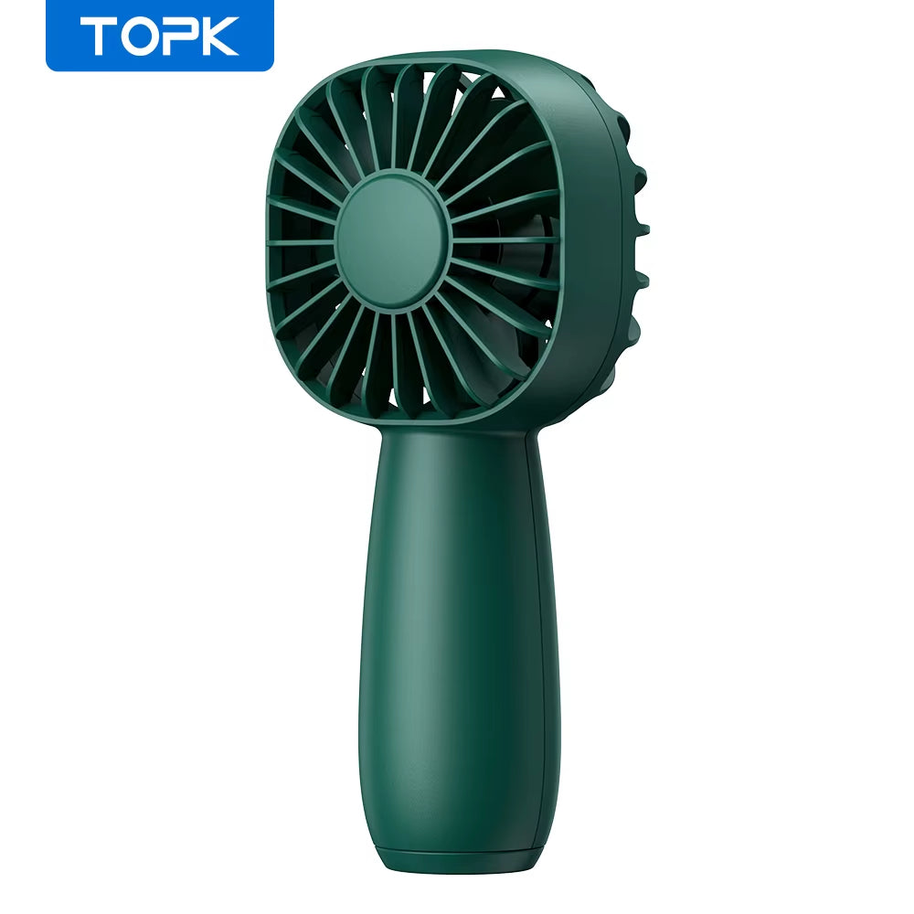 Rechargeable Mini USB Electric Fan - 1800mAh Portable Outdoor Fan with 3 Speeds for Camping and Travel