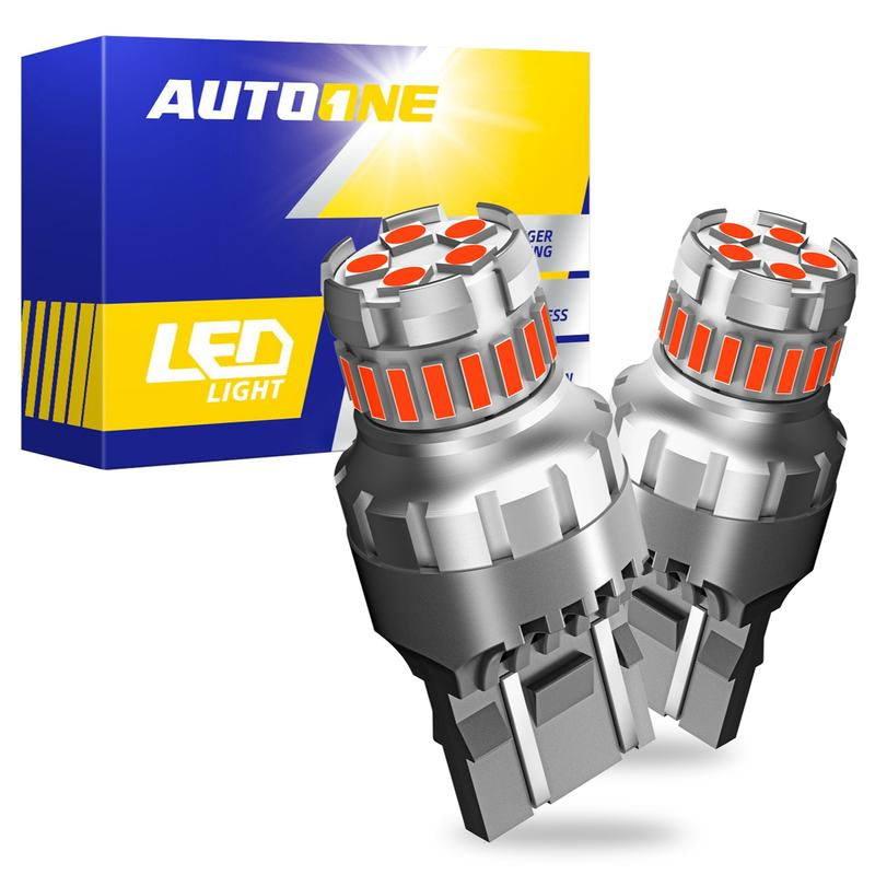AUTOONE Red LED Strobe Tail Brake Light Bulb, Blinking CANBUS Ready 7440/7443 or 3156/3157 LED Flashing Stop Bulbs (Not Universal), 2800LM 300% Brighter Plug and Play,For Backup Light Tail Light Brake Light Turn Signal Light Parking Light, Pack of 2