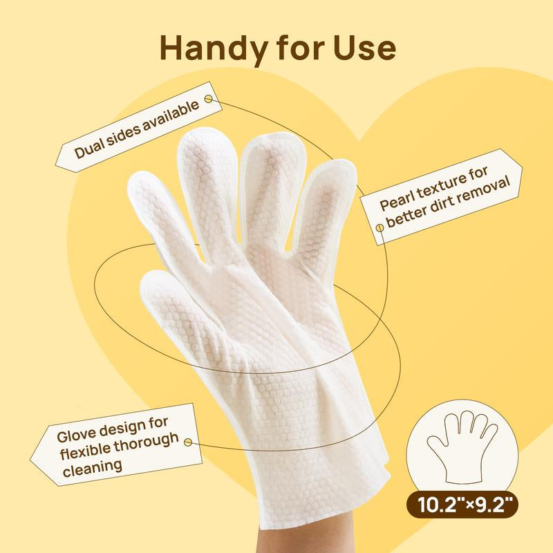 HICC PET Glove Wipes - 20 Count Disposable Deodorizing Grooming Wipes for Dogs & Cats, Hypoallergenic and No-Rinse Skin Care Solution for Easy Pet Hair Removal