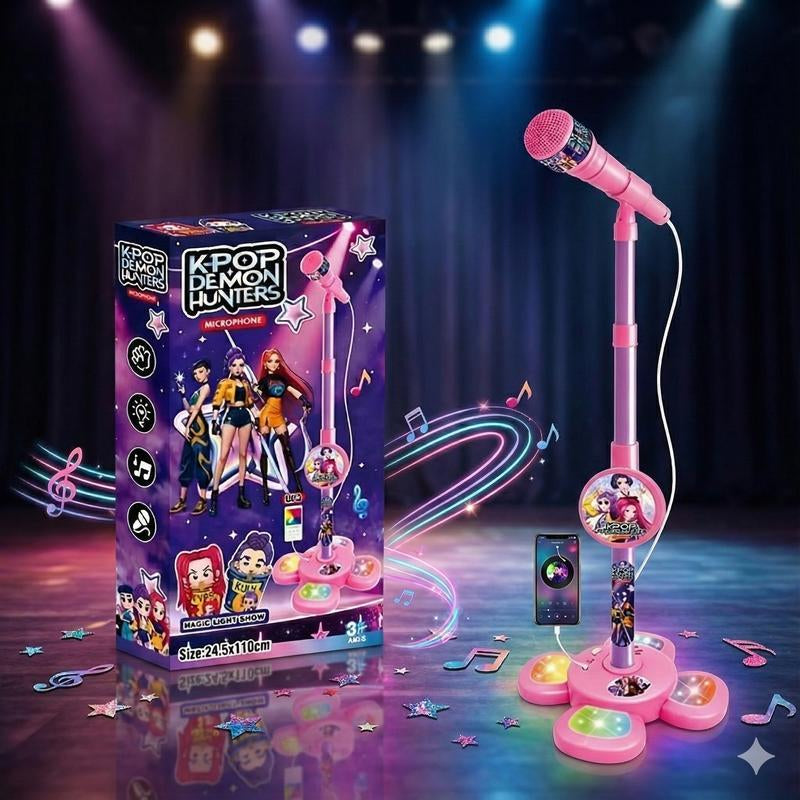 Unleash Your Child's Inner Star with Our Fun Karaoke Microphone Toy - Colorful LED Lights & Built-In Music for Endless Entertainment! Perfect Birthday Gift for Kids Aged 3-8!