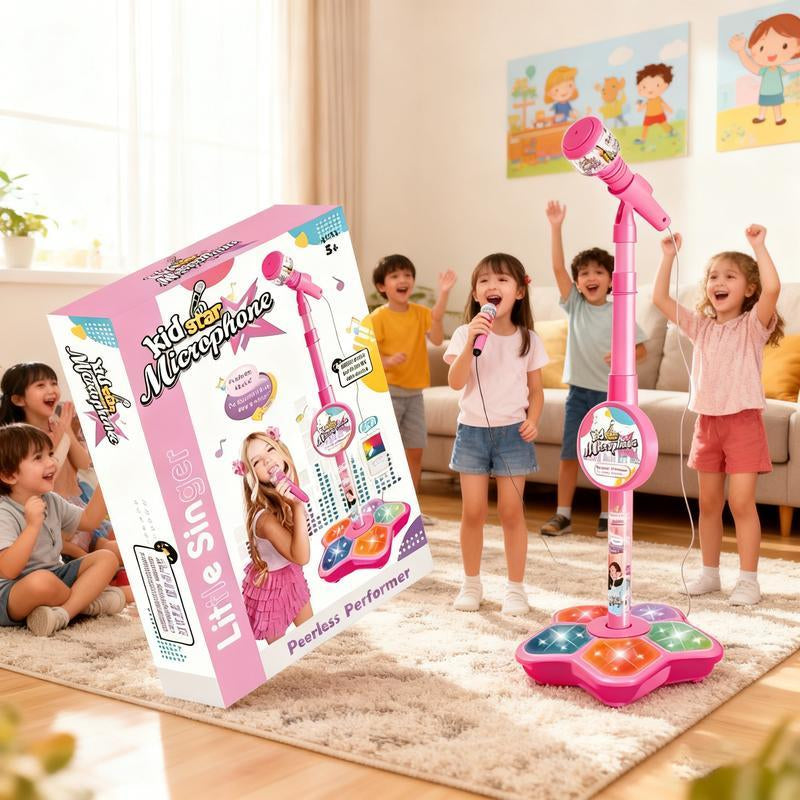 Unleash Your Child's Inner Star with Our Fun Karaoke Microphone Toy - Colorful LED Lights & Built-In Music for Endless Entertainment! Perfect Birthday Gift for Kids Aged 3-8!