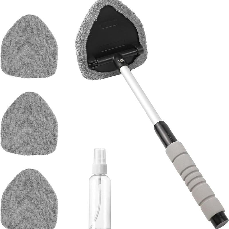 Revolutionary Microfiber Car Window Cleaner with Extendable Handle & 4 Reusable Pads - Sparkling Windows Made Easy!