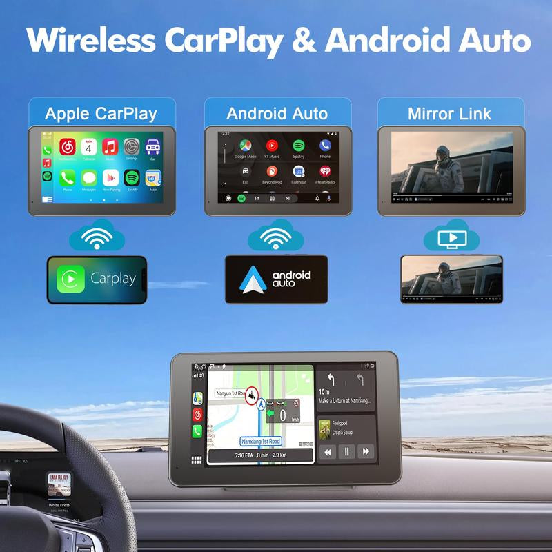 Upgrade Your Ride: 2026 Wireless Carplay Screen for Android & iPhone - Ultimate Portable Entertainment Solution!