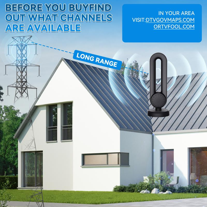 High-Performance Indoor TV Antenna for Smart TVs – Easy Setup, Strong Magnetic Base, Long Range Reception for Local Channels