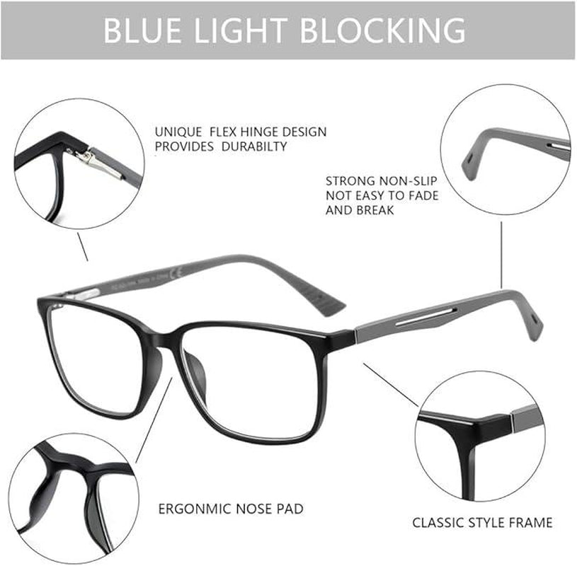 ZENOTTIC Daily Anti-Blue Light Glasses for Office Work and Gaming - High-Quality Lightweight TR90 Flexible Frame, Unisex UV400 Protection, Adjustable Clarity