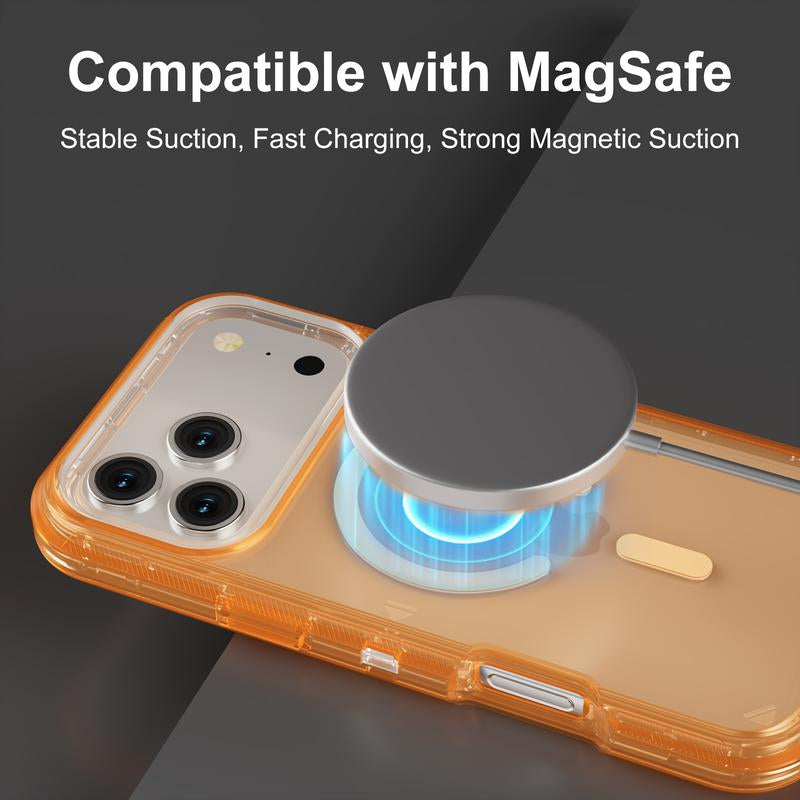 ROTUNOE 3-Layer Heavy-Duty Shockproof Case for iPhone 17 Pro Max with MagSafe Compatibility and Transparent Design