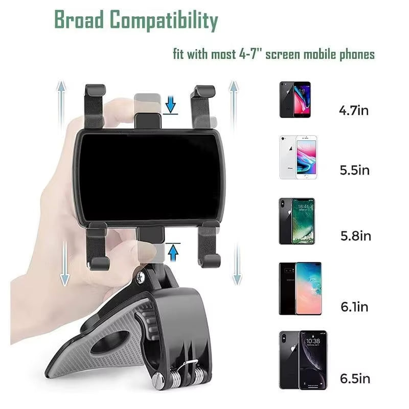 360° Rotatable Multi-Function Car Phone Holder - Dashboard & Mirror Clip for Ultimate Convenience