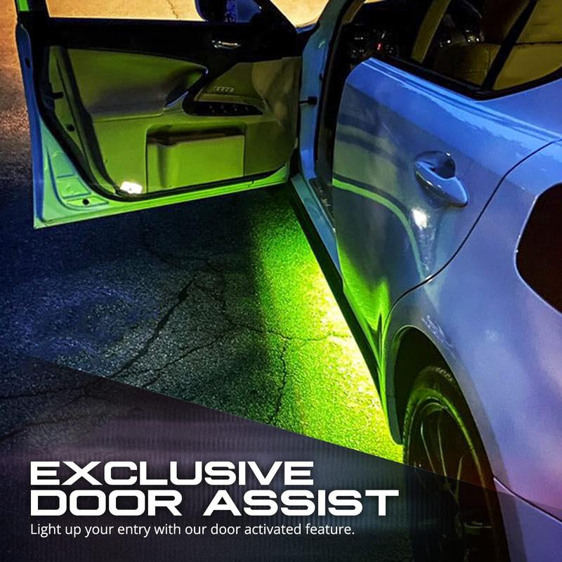 DIBMS 4 PCS Universal Underglow LED Lights Kit for Car with APP & Remote Control, RGB Multicolor Modes, Music Sync, Waterproof Light Bar, Exterior Neon Accent Underbody LED Lighting Kit Singing Lights Cars Underglow Neon Tubes