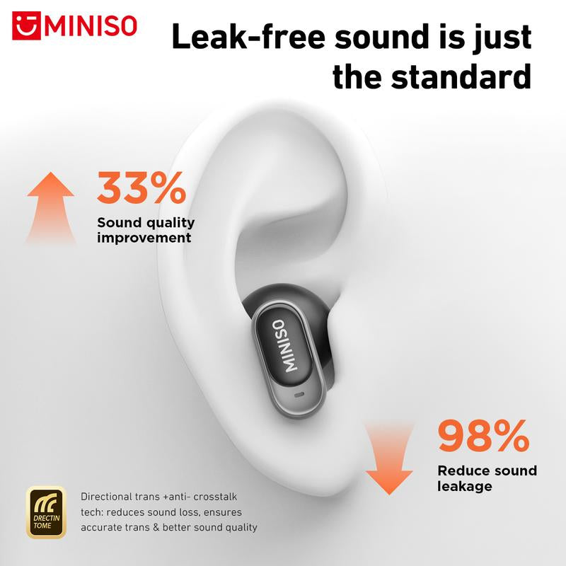 MINISO MS105 Waterproof Wireless Earbuds - Bluetooth 6.0 Earphones for Office, Sports, and Gaming with Built-In Microphone