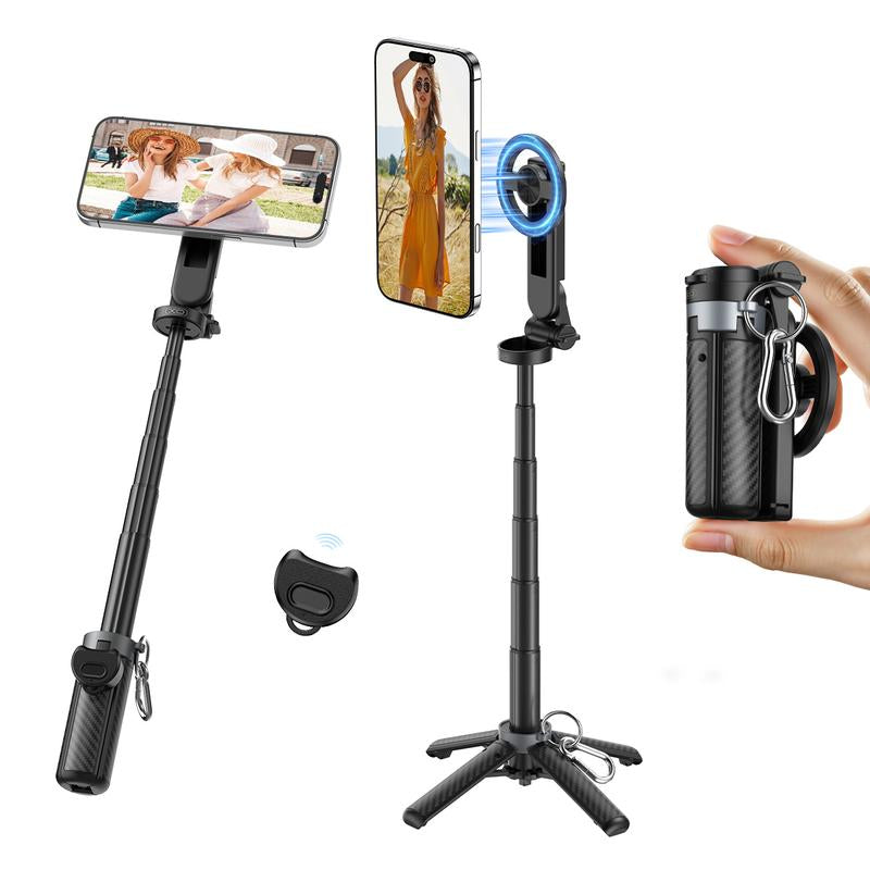2026 Multifunctional Magnetic Mini Selfie Stick with 360° Rotation, Bluetooth Control, and Magnetic Phone Holder - Ideal for Selfies, Video Recording, and Vlogging, Extends up to 14.96 Inches, Compatible with Most Smartphones
