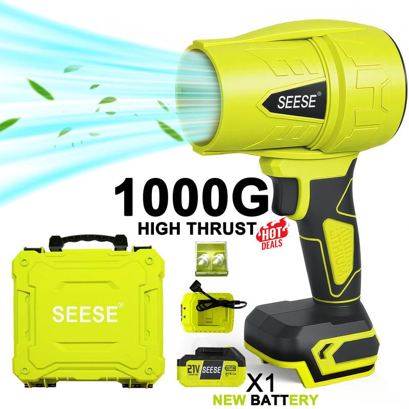 SEESE Turbo Jet Blower - Powerful Cordless Leaf & Snow Blower with Pure Copper Motor for Home, Garden, and Car Drying - Perfect Holiday Gift!