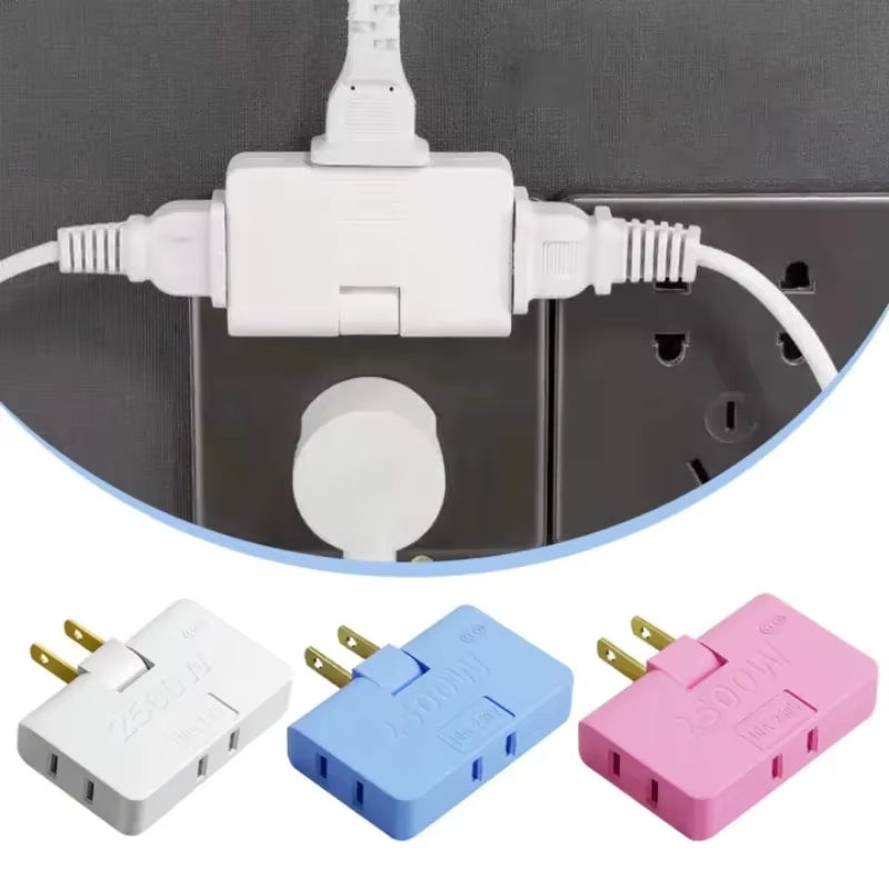 180° Rotatable 3-Port US Plug Socket Converter - Portable Travel Power Adapter