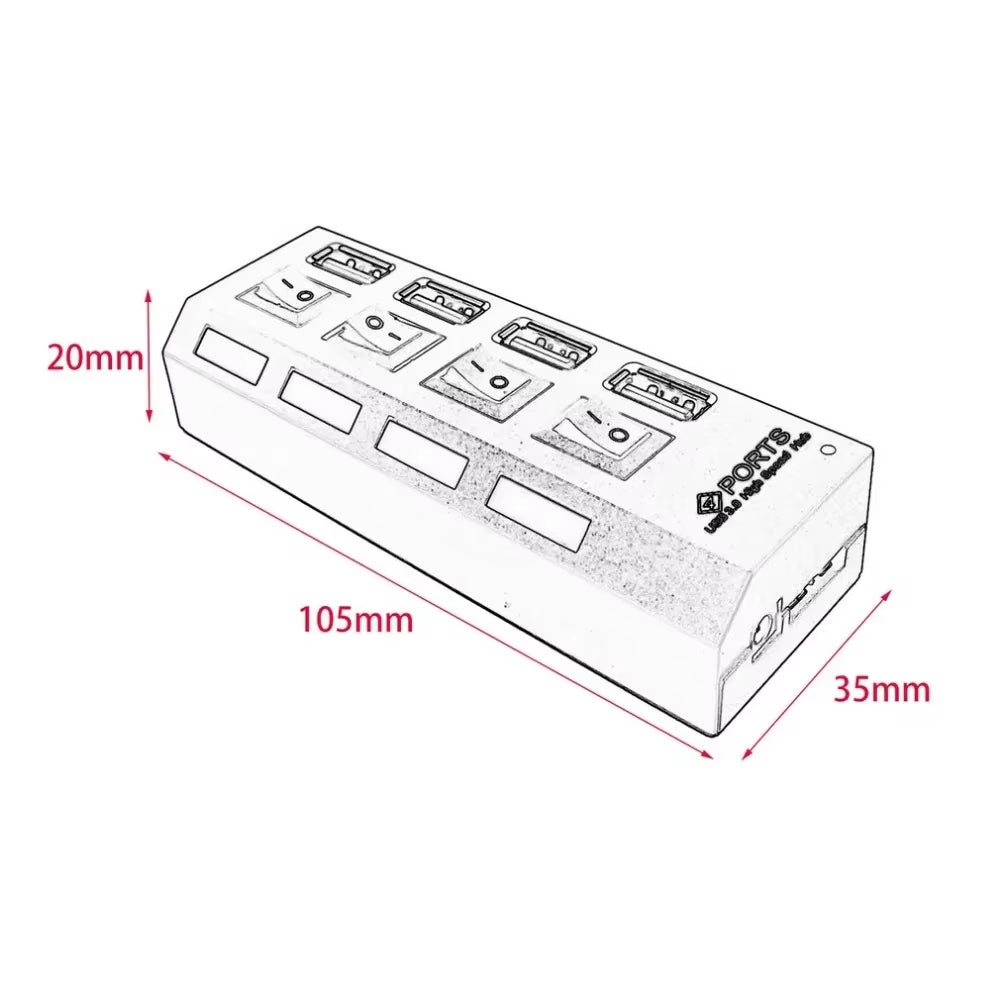Ultra-Fast USB 3.0 Hub - Compact 4-Port Adapter with Power Supply for Lightning Speed Connectivity