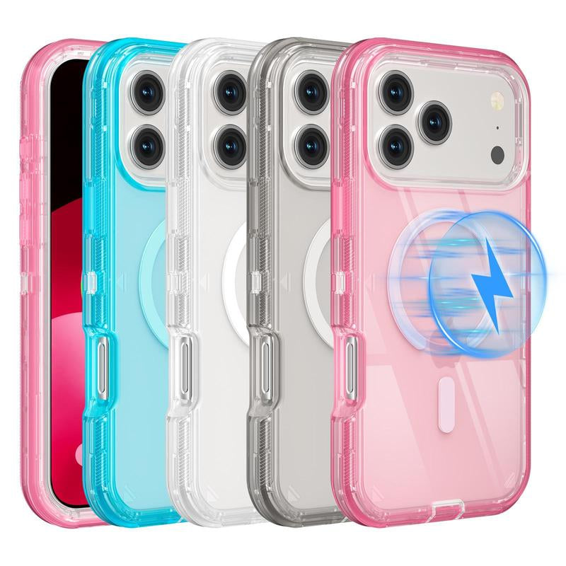 ROTUNOE 3-Layer Heavy-Duty Shockproof Case for iPhone 17 Pro Max with MagSafe Compatibility and Transparent Design