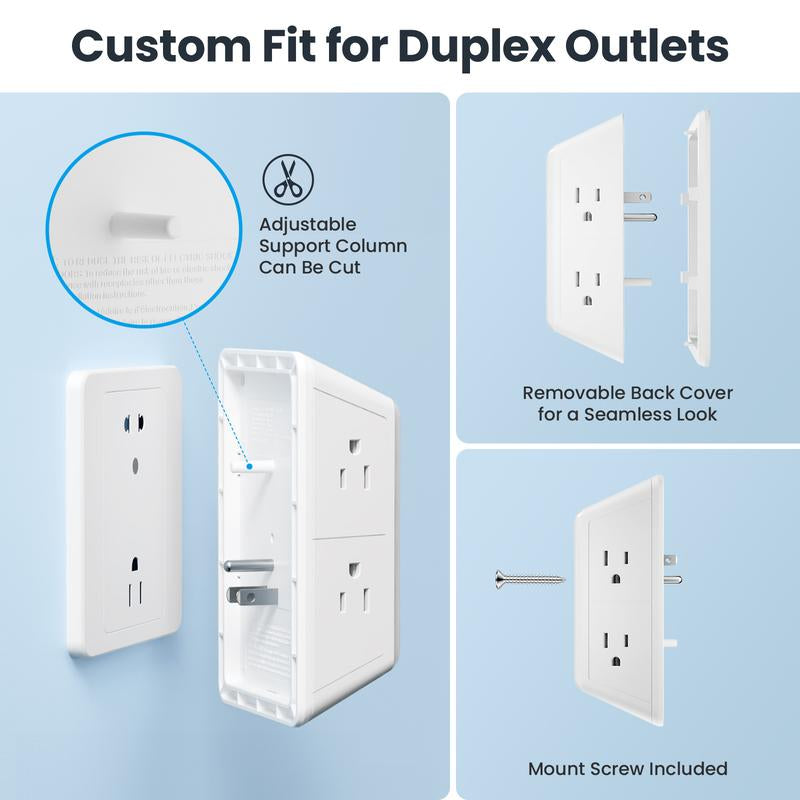 POWSAF 5-Outlet Surge Protector Power Strip with 4 USB Ports (Including 2 Fast USB-C Ports) and Night Light, 3-Sided Design with Adapter Spaced Outlets - ETL Certified