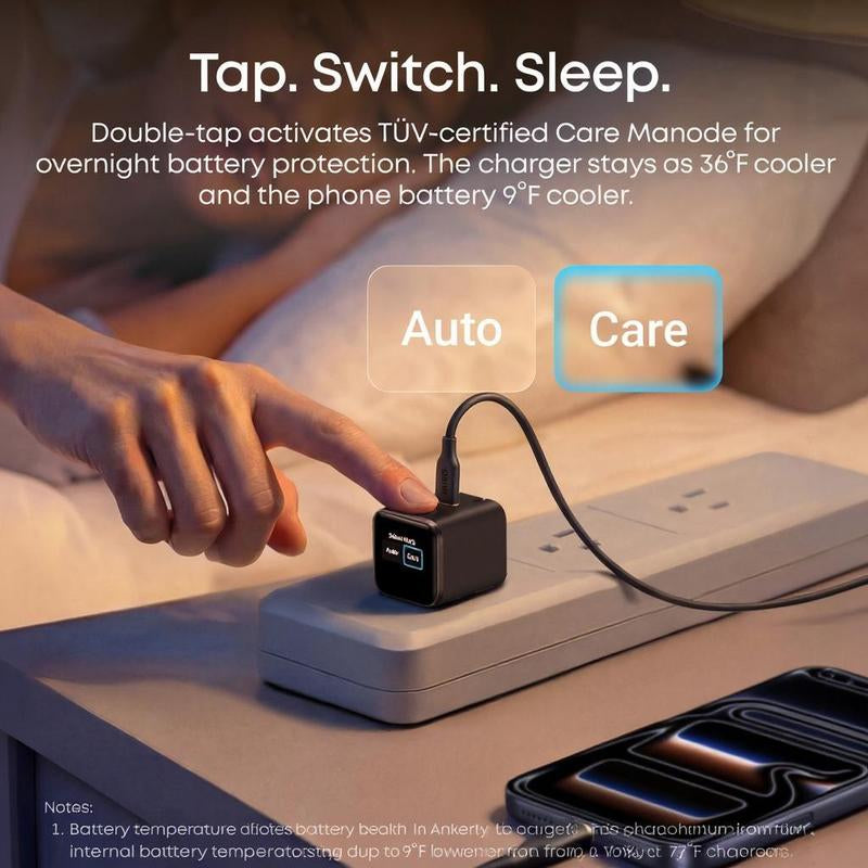 Anker Smart Display Charger - 45W Fast Charging USB-C with Smart Recognition & Care Mode, Compact Design with 180° Foldable Plug, Perfect for iPhone 17/16/15 Series, MacBook & Apple Watch