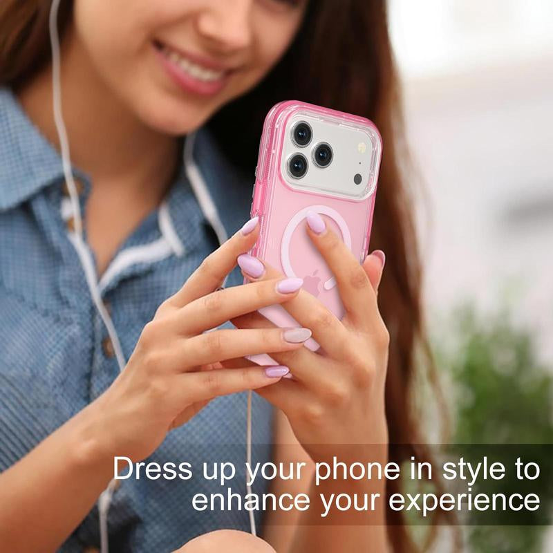 ROTUNOE 3-Layer Heavy-Duty Shockproof Case for iPhone 17 Pro Max with MagSafe Compatibility and Transparent Design