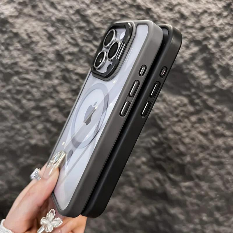 PICRYU Magnetic Mobile Phone Case for Apple iPhone 12-17 Max/Plus/Pro with MagSafe Camera Ring Holder, Military-Grade Protection, Anti-Fall, Non-Yellowing, Wireless Protective Cover