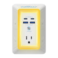 POWSAF 5-Outlet Surge Protector Power Strip with 4 USB Ports (Including 2 Fast USB-C Ports) and Night Light, 3-Sided Design with Adapter Spaced Outlets - ETL Certified