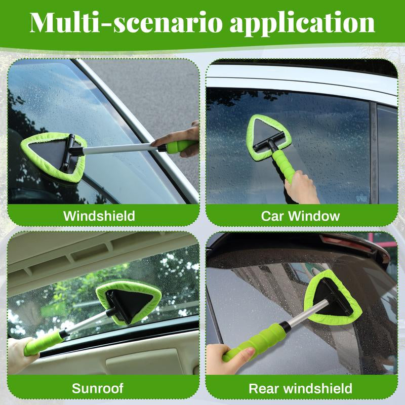 Revolutionary Microfiber Car Window Cleaner with Extendable Handle & 4 Reusable Pads - Sparkling Windows Made Easy!