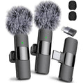 Wireless Mini Microphone Set for iPhone/Smartphone - 2 Lapel Mics with Clear Audio, Noise Reduction, Perfect for Video Recording, Interviews, and Vlogs