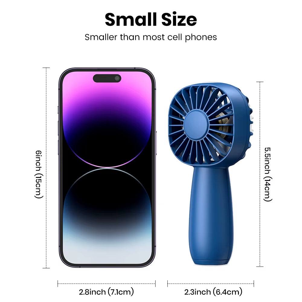 Rechargeable Mini USB Electric Fan - 1800mAh Portable Outdoor Fan with 3 Speeds for Camping and Travel