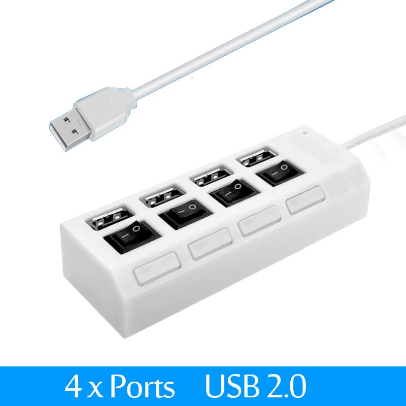 Ultra-Fast USB 3.0 Hub - Compact 4-Port Adapter with Power Supply for Lightning Speed Connectivity