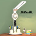 Transform Your Workspace with the Foldable LED Table Light: A Multifunctional Desk Lamp with Thermometer, Calendar, Fan, and Pen Holder