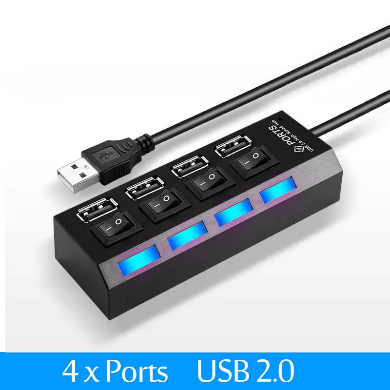 Ultra-Fast USB 3.0 Hub - Compact 4-Port Adapter with Power Supply for Lightning Speed Connectivity