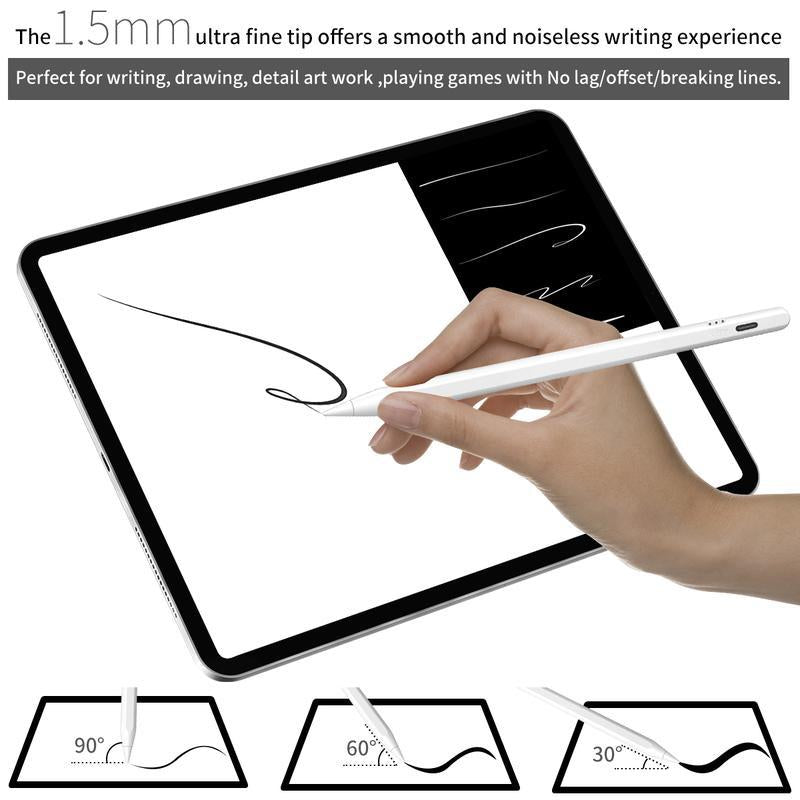 Precision Stylus for Apple iPad A16 (11" & 10" Generations), Fast Charging Compatible with iPad 11-6, Air (11"/13"), Pro (13"/11"/12.9"), Mini A17 Pro (7/6/5), Featuring Palm Rejection and Tilt Sensitivity