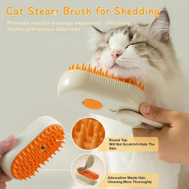 3-IN-1 Pet Steam Brush: Advanced Grooming Comb for Dogs & Cats - Effortlessly Remove Fur with Adjustable Steamy Mist!