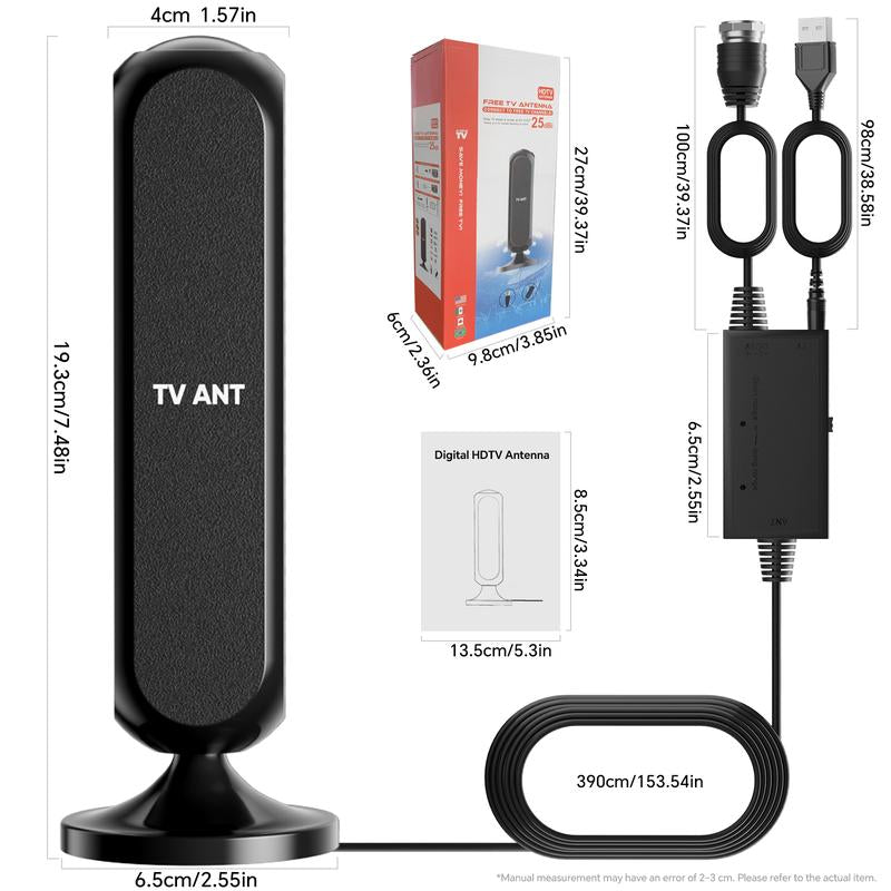 HIDB 4K HD Indoor TV Antenna with 360° Signal Amplification for Smart TVs - Long-Range Reception, Easy Installation, No Monthly Fees