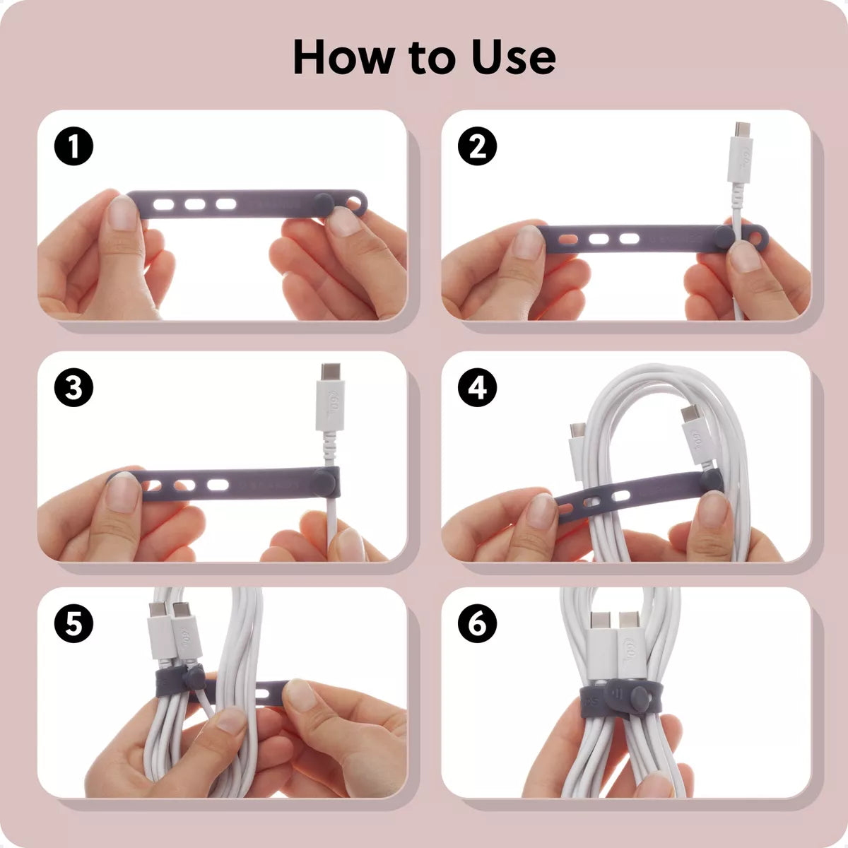 U Brands 6-Pack Silicone Cord Bands - Ultimate Organization Solution for Tangle-Free Living!