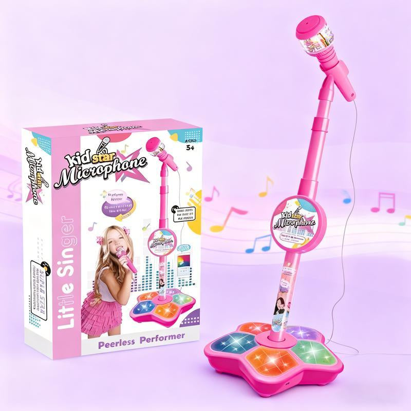 Unleash Your Child's Inner Star with Our Fun Karaoke Microphone Toy - Colorful LED Lights & Built-In Music for Endless Entertainment! Perfect Birthday Gift for Kids Aged 3-8!