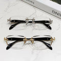Sleek Frameless Reading Glasses with Diamond-Cut Edges and Stylish Metal Temples - HD Vision for Reading, Gaming, and Daily Wear - Unisex Design