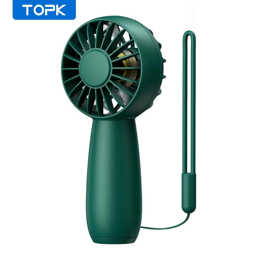 Rechargeable Mini USB Electric Fan - 1800mAh Portable Outdoor Fan with 3 Speeds for Camping and Travel