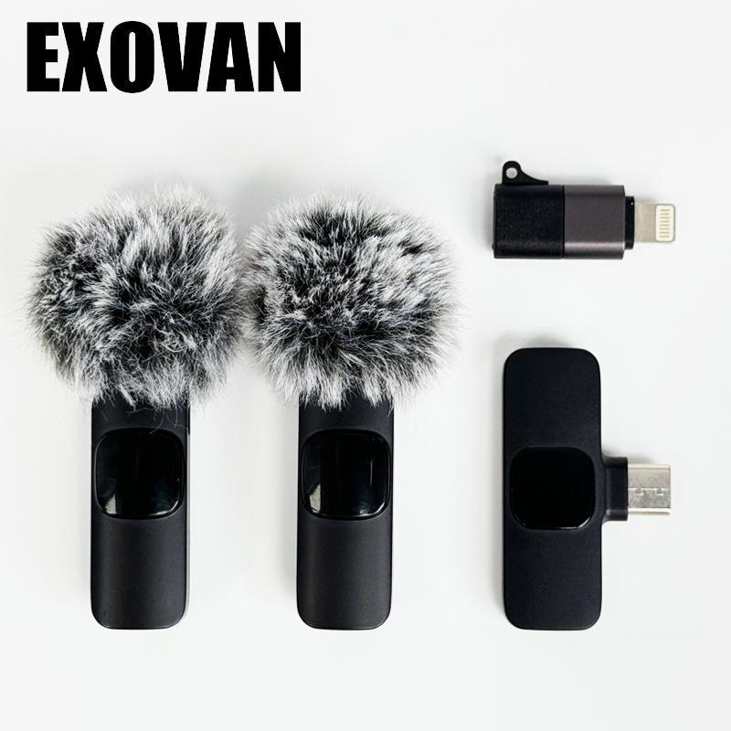 Wireless Mini Microphone Set for iPhone/Smartphone - 2 Lapel Mics with Clear Audio, Noise Reduction, Perfect for Video Recording, Interviews, and Vlogs
